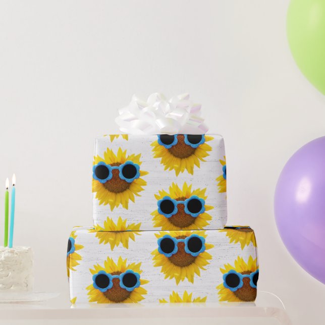 Sunglasses On Sunflower Wrapping Paper (Party Gifts)