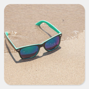 Sunglasses on the Beach Square Sticker