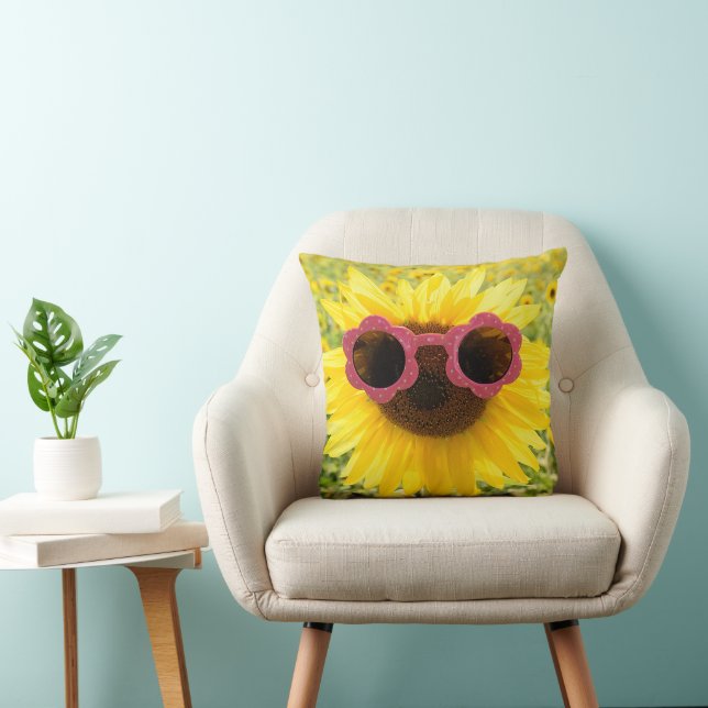 Sunglasses on Yellow Sunflower Cushion (Chair)