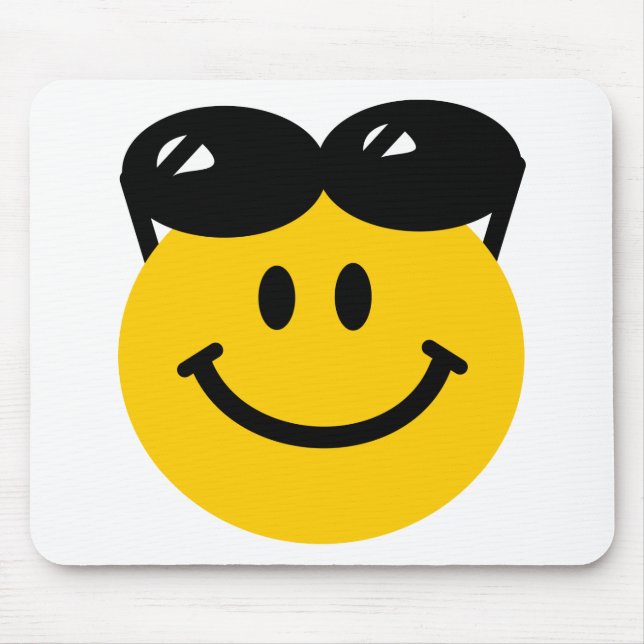 Sunglasses perched on top of head face mouse mat (Front)