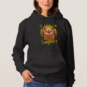 Sunglasses Retro Sunset Beach Vacation Otter Hoodie