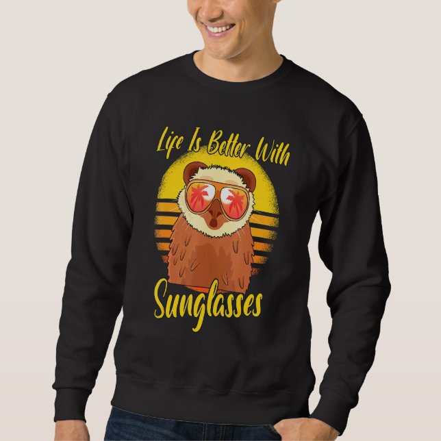 Sunglasses Retro Sunset Beach Vacation Otter Sweatshirt (Front)