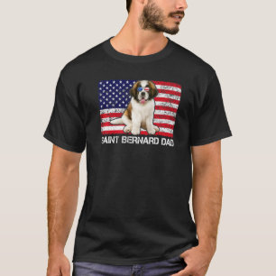 Sunglasses Saint Bernard Dad Flag American Usa Dog T-Shirt