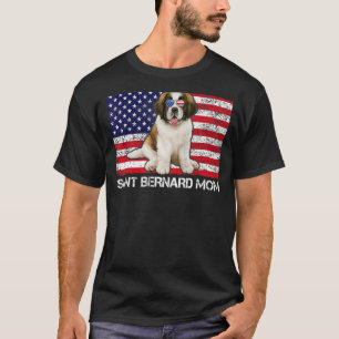 Sunglasses Saint Bernard Mum Flag American Usa Dog T-Shirt