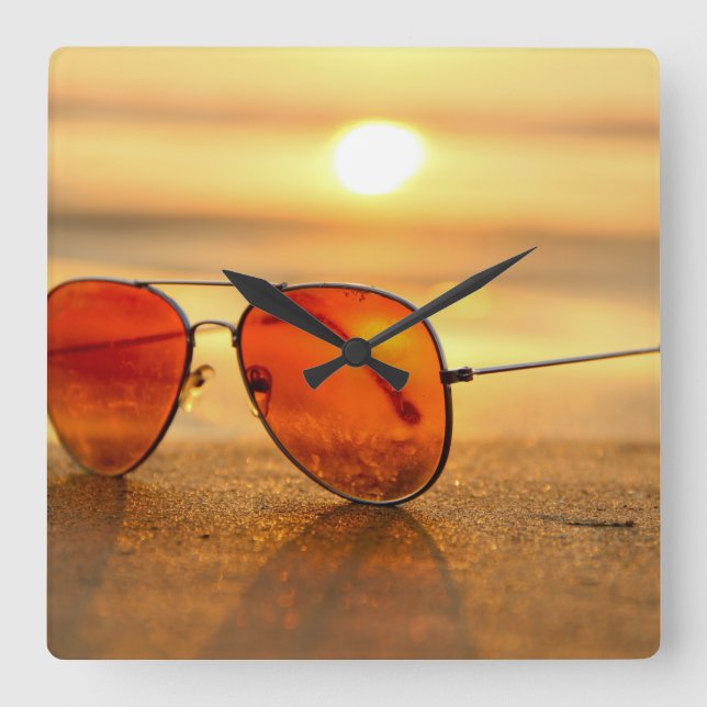 sunglasses sand square wall clock (Front)