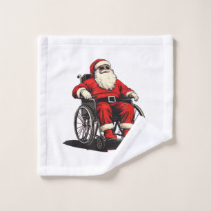Sunglasses Santa Claus in Wheelchair for Funny Fes Wash Cloth