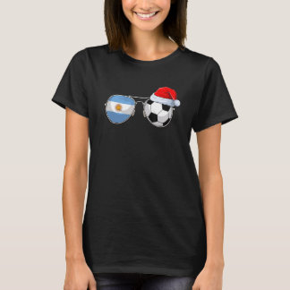 Sunglasses Santa Hat Argentina Football Team World T-Shirt