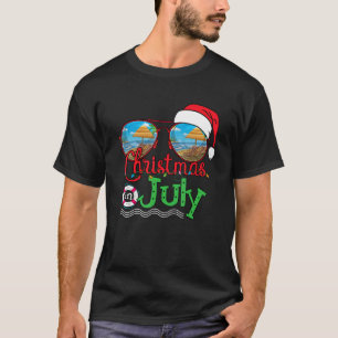 Sunglasses Santa Hat Christmas In July Summer T-Shirt