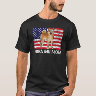 Sunglasses Shiba Inu Mum Flag American Usa Dog T-Shirt