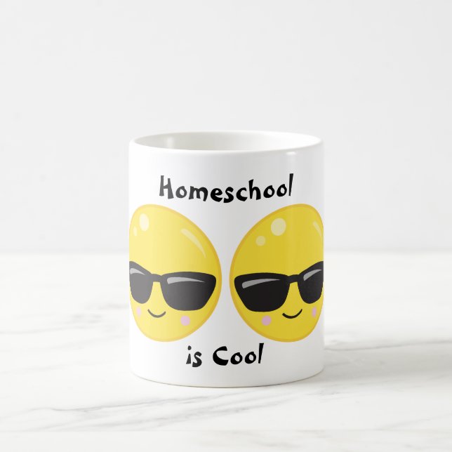 Sunglasses Smiling Emoji Homeschool is Cool Coffee Mug (Center)