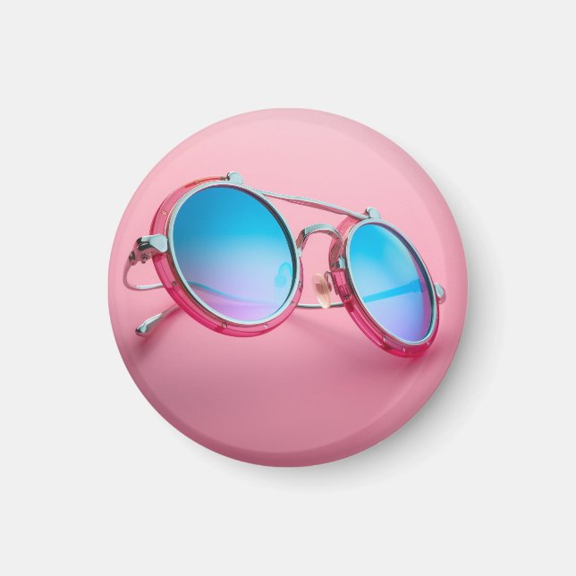 Sunglasses themed magnet, pink cool magnet (Front)