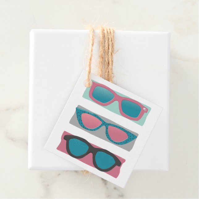 Sunglasses Trio Pink Favour Tags (In Situ)