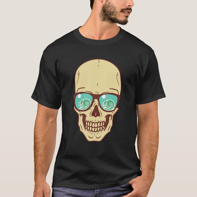 Sunglasses Wave Skull Heads Grunge Punk Metal T-Shirt (Front)