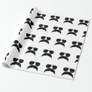 Sunglasses with moustache - Choose background colo Wrapping Paper