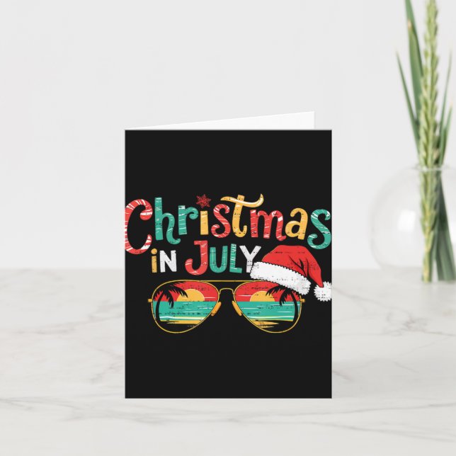Sungled Christmas In July Summer Xmas Beach Vac T  Card (Front)