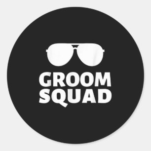 Sungles Groom Squad Funny Crew Bachelor Wedding Pa Classic Round Sticker