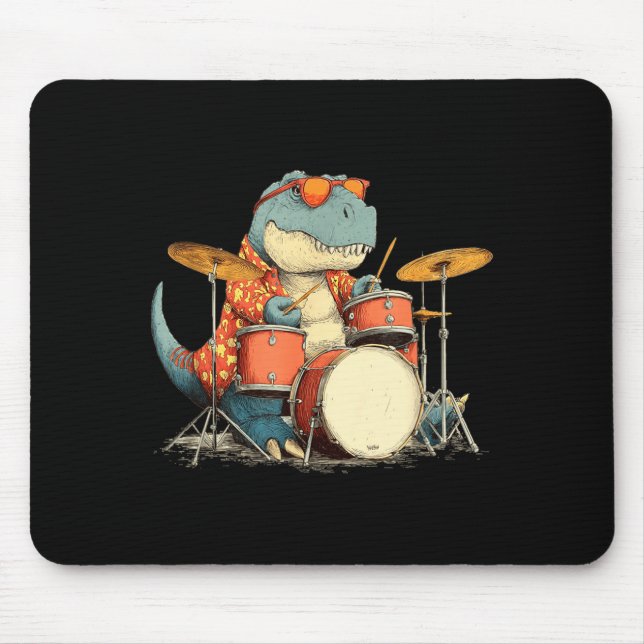 Sungles Rockstar Dinosaur With Cool Drums Costume  Mouse Mat (Front)