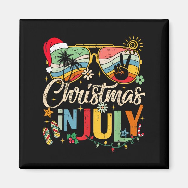 Sungles Santa Claus Beach Christmas In July Men Wo Magnet (Front)