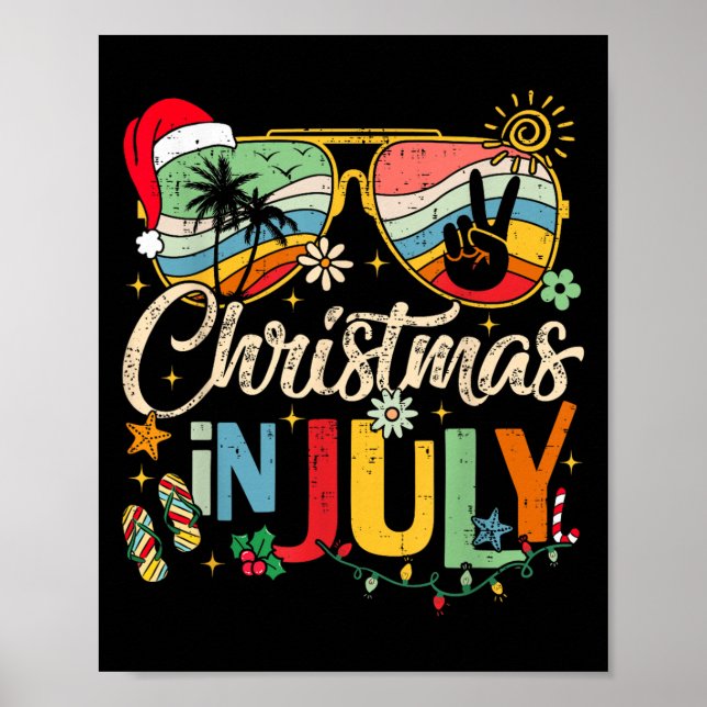 Sungles Santa Claus Beach Christmas In July Men Wo Poster (Front)