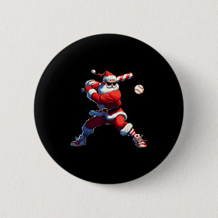 Sungles Santa Playing Baseball Christmas Pajamas X 6 Cm Round Badge