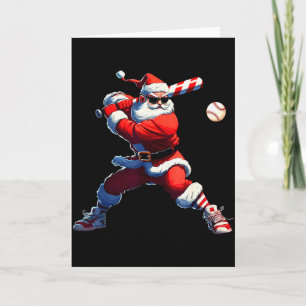 Sungles Santa Playing Baseball Christmas Pajamas X Card