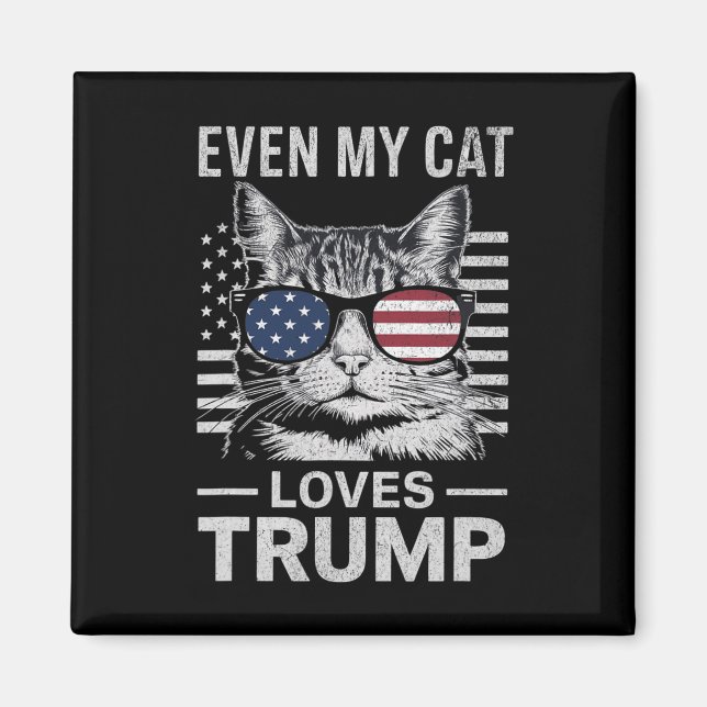Sungles Usa Flag Even My Cat Loves Trump  Magnet (Front)