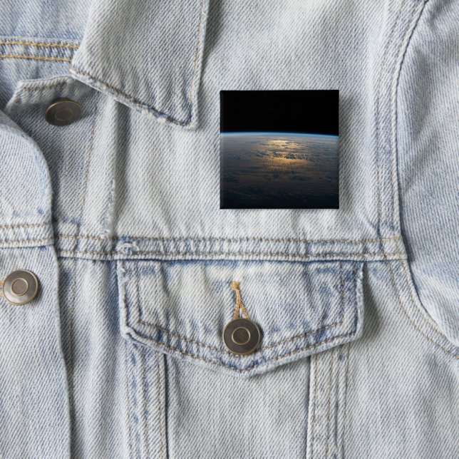 Sunglint Beams Off A Partly Cloudy South Pacific 15 Cm Square Badge (In Situ)
