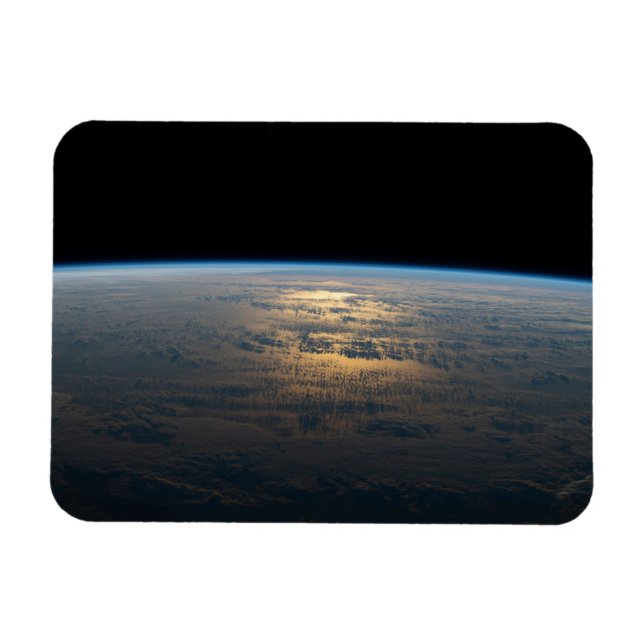 Sunglint Beams Off A Partly Cloudy South Pacific Magnet (Horizontal)