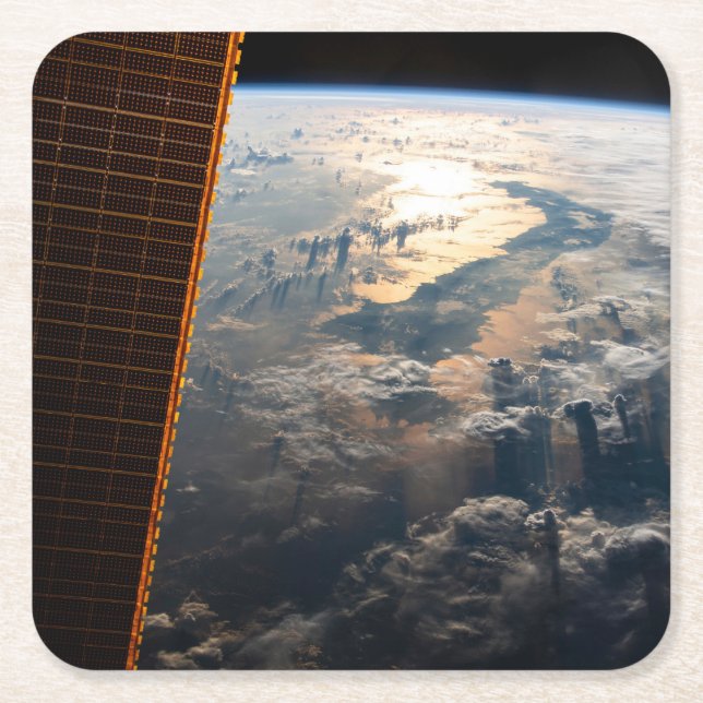 Sunglint Beams Off Celebes Sea In Southeast Asia Square Paper Coaster (Front)