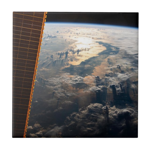 Sunglint Beams Off Celebes Sea In Southeast Asia Tile (Front)