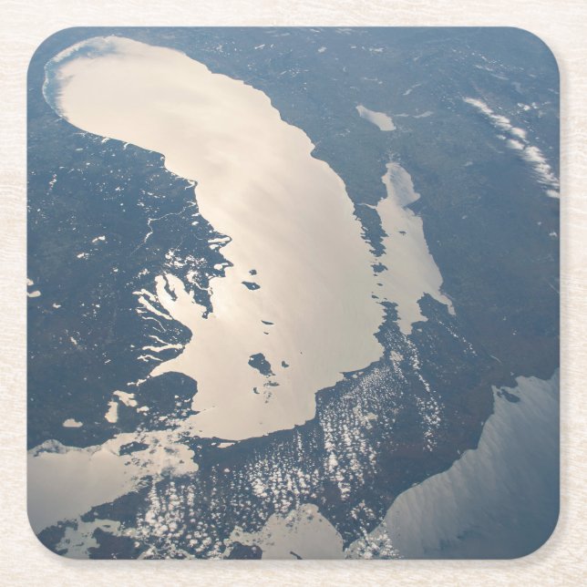 Sunglint Beams Off Lake Michigan Square Paper Coaster (Front)