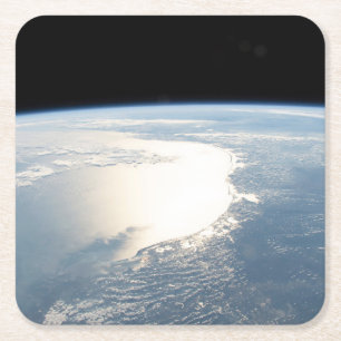 Sunglint Reflects Off The Gulf Of Mexico Square Paper Coaster