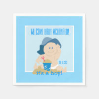 Sunhat Beach Baby Napkins / Blue Hat / Boy