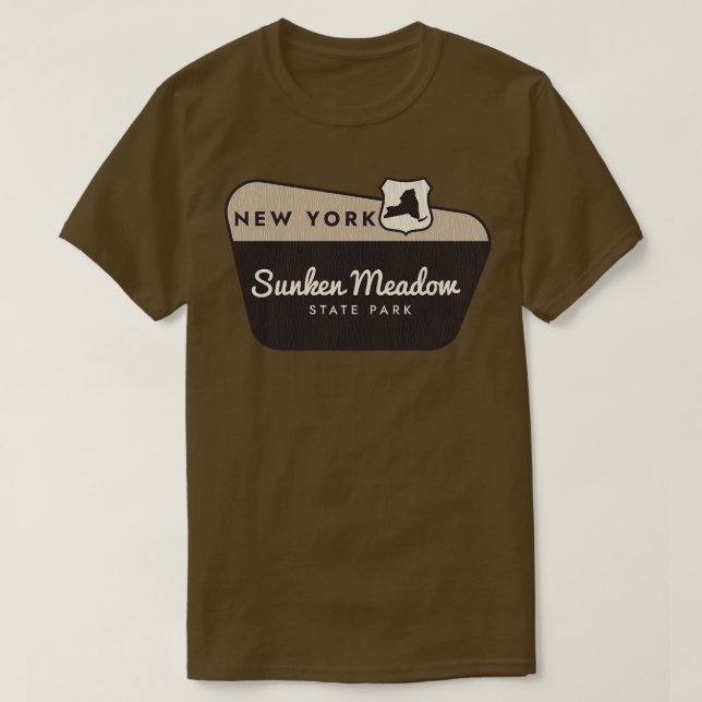 Sunken Meadow State Park New York Welcome Sign T-Shirt (Design Front)