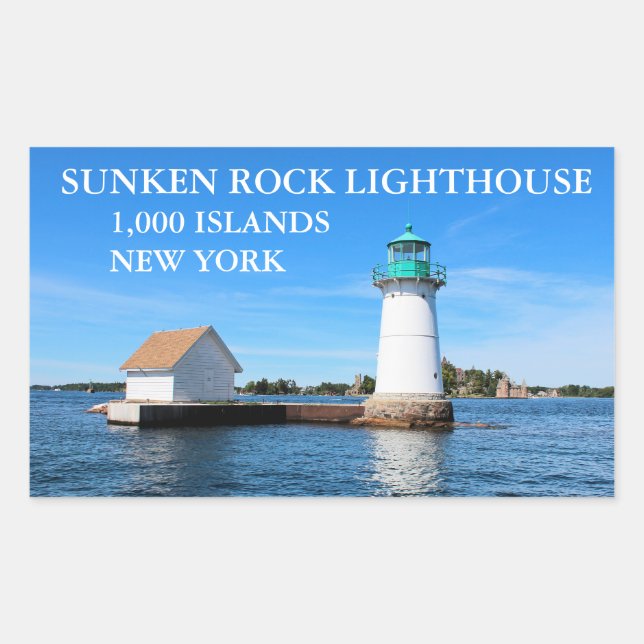 Sunken Rock Lighthouse, New York Rectangular Sticker (Front)