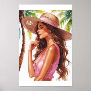Sunkissed Lady in Pink Poster