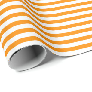 Sunkissed Orange   White Stripe Wrapping Paper