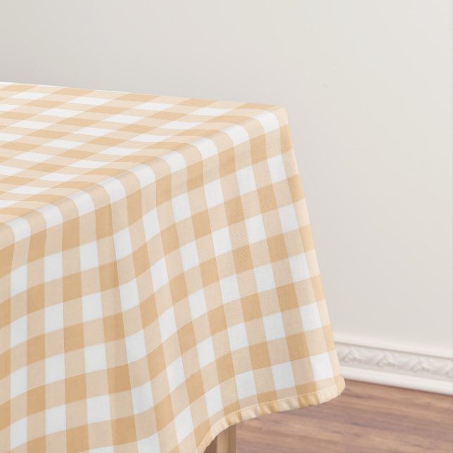 Sunkissed Pumpkin | Light Orange Gingham  Tablecloth (In Situ)