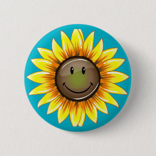 Sunkissed Smiling Sunflower 6 Cm Round Badge
