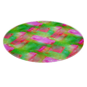 Sunlight abstract painted yellow, pink cutting board