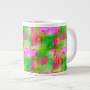 Sunlight abstract painted yellow, pink large coffee mug