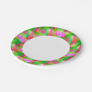 Sunlight abstract painted yellow, pink paper plate
