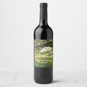 Sunlight And Trees Personalised Wedding Wine Label