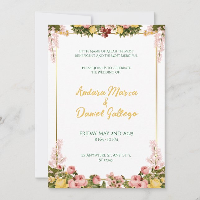 Sunlight & Greenery Wedding Invite (Front)