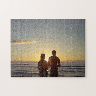 Sunlight Image Shot Couple on Beach Jigsaw Puzzle