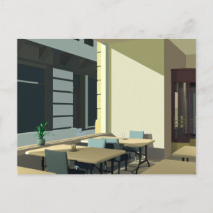Sunlight in a cafeteria postcard
