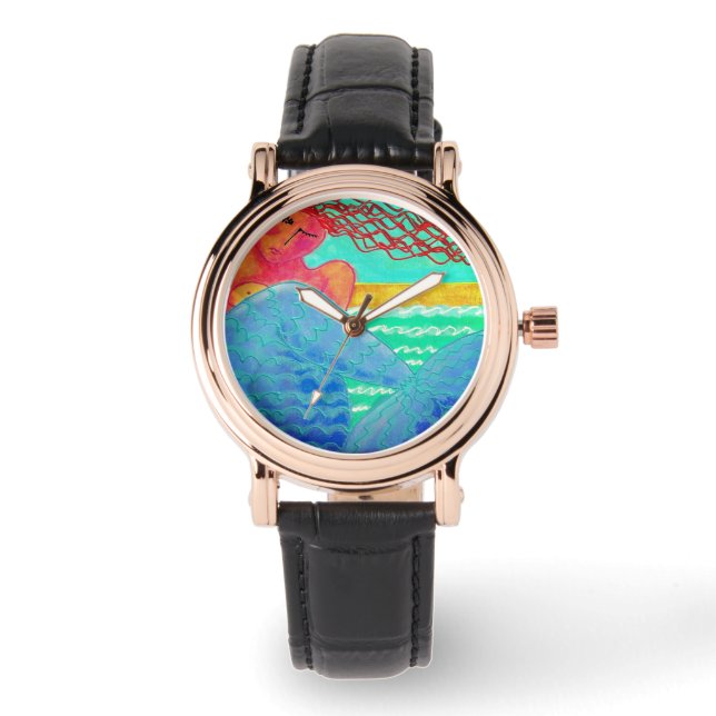 Sunlight Mermaid Abstract Art to Wear Watch (Front)