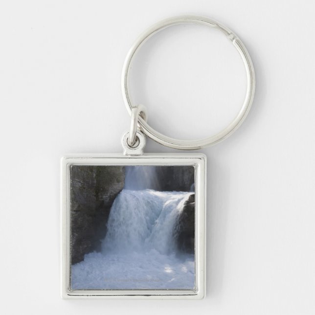 Sunlight On Waterfalls On The Side Of A Mountain Key Ring (Front)