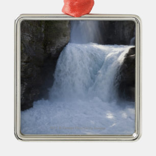 Sunlight On Waterfalls On The Side Of A Mountain Metal Tree Decoration