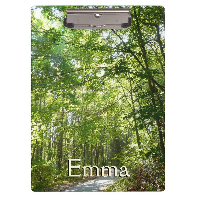 Sunlight on Wooded Path at Centennial Park Clipboard (Front)